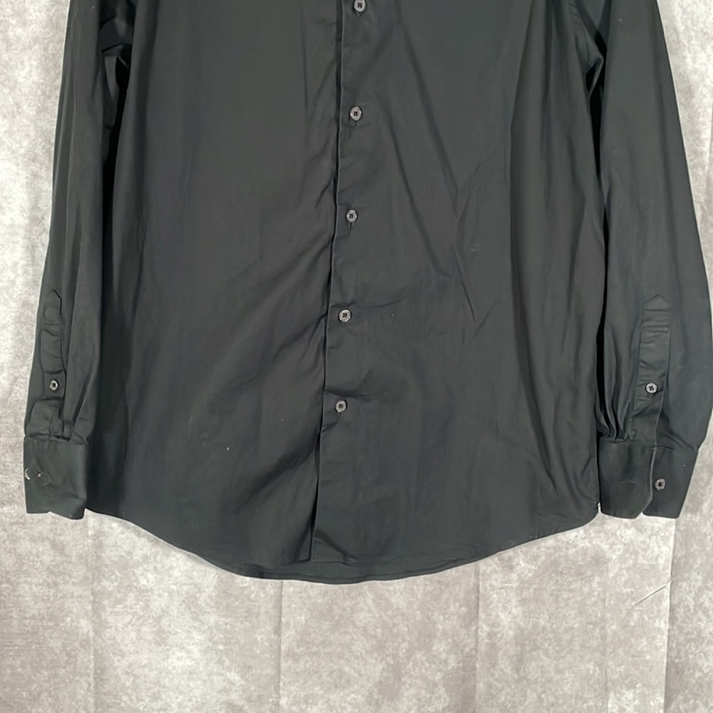 Report Collection Stretch Collar Modern Fit Black Button Dress Shirt | 16” 32/33 - Picture 2 of 12